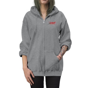 Zip Up Hoodie - Embroidered DAT in Red